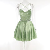 Elegant Backless Satin Dress - Layered Birthday Party Gown