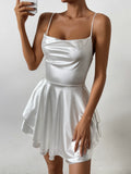 Sexy Satin Sling Dress - Open Back Bodycon Mini Dress for Women