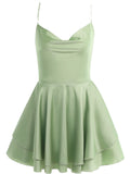 Backless Satin Bodycon Dress - Sexy Double-Layer Sling Strap Mini Dress