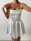 Sexy Satin Sling Dress - Open Back Bodycon Mini Dress for Women