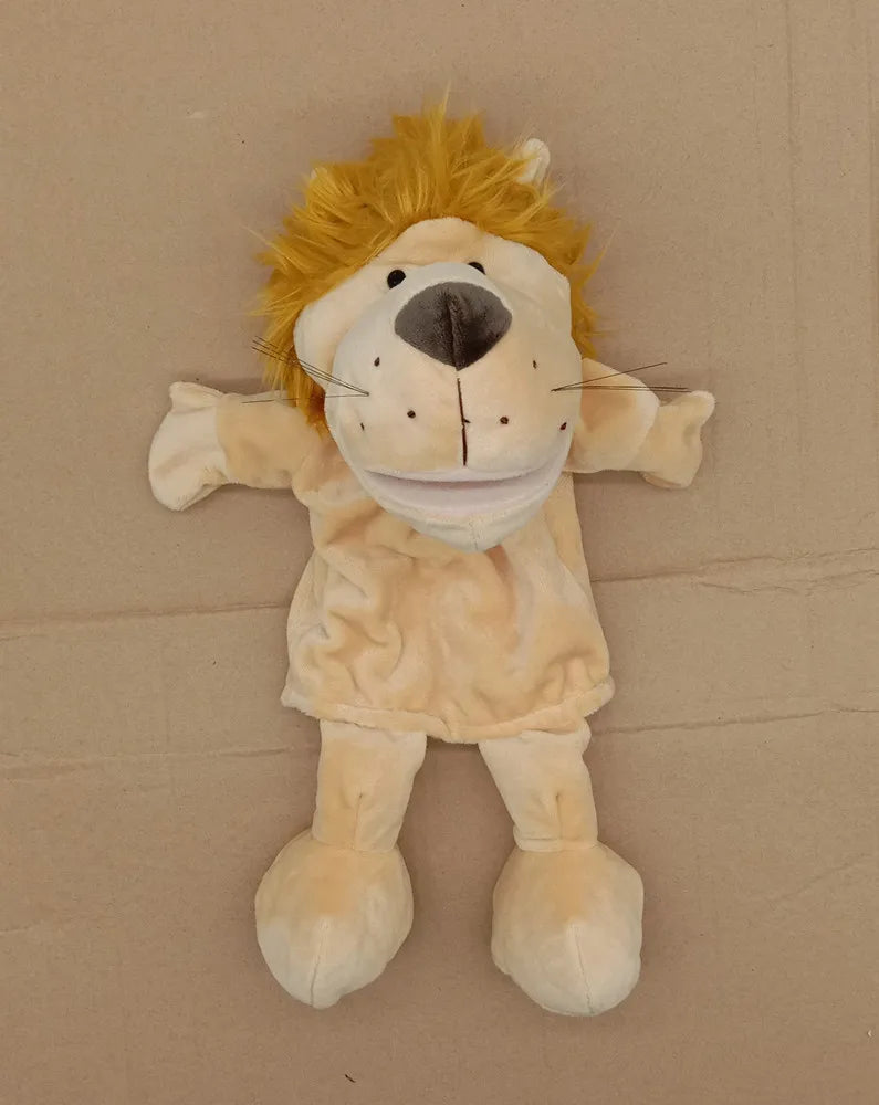 Cartoon Animal Hand Puppets - 35cm Plush Lion, Elephant & Pig Parent-Child Interactive Toys