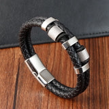 Men’s Leather Magnetic Clasp Bracelet – Trendy Rope Chain Charm Accessory