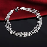 Pulsera con dijes de plata de ley 925: diseño geométrico clásico para ocasiones especiales, bodas y unisex