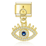 Moon Charm Stainless Steel Bracelet Link with CZ Accents