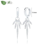 Sterling Silver Zircon Hoop Earrings for Women – Elegant Star & Heart Design