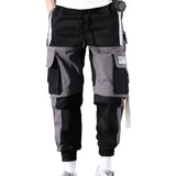 Men’s Multi-Pocket Cargo Pants – Color Block, Elastic Waist, Hip Hop Streetwear for Fall & Winter