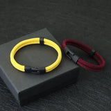 Nueva pulsera de hilo rojo de la suerte para hombre, pulsera de cadena de cordón de nailon de dos capas, accesorios geniales para motociclistas, regalo para novio Erkek Bileklik