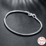 925 Sterling Silver 3MM Snake Chain Bangle Bracelet for Women – Luxury Engagement & Wedding Jewelry