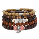 Adjustable Natural Wood Beaded Bracelet – Casual & Sporty Style for Women