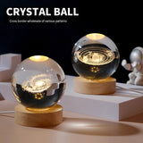Glowing Crystal Ball LED Night Light with Solar System Design