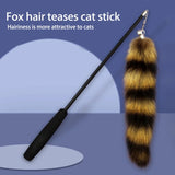 Extendable Cat Teaser Wand with Replaceable Fox Tail - Interactive Feather Toy