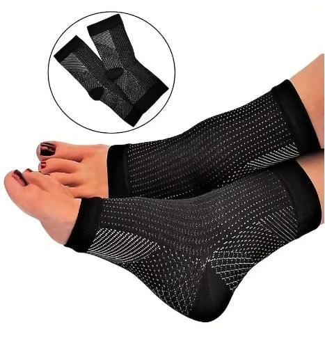 2 pares de calcetines de compresión para el tobillo: diseño de punta abierta para fascitis plantar y alivio del dolor