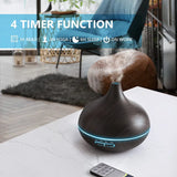 USB Essential Oil Diffuser & Humidifier – Wood Grain, 7-Color LED, Remote Control