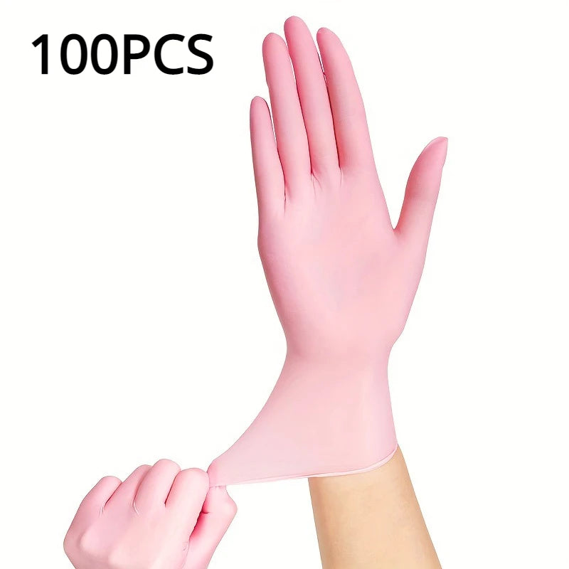 Guantes de nitrilo desechables de color rosa claro: impermeables, antiestáticos y duraderos para la cocina y la preparación de alimentos