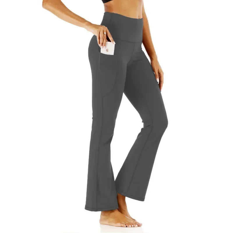 Women's High-Waist Flared Yoga Leggings with Pockets