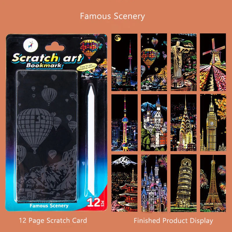 DIY Scratch Painting Set – Famous World Landmarks Night Scenery Art Kit