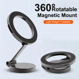 Soporte magnético para teléfono de coche para MagSafe: soporte plegable de aleación ajustable de 360° para iPhone 15, 14, 13 y 12