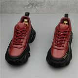 Men’s Height Increasing Casual Leather Sneakers – Stylish Patchwork Lace-Up Shoes