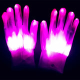 LED Neon Glowing Skull Gloves – Flashing Light-Up Party Props for Halloween, Christmas & Performances