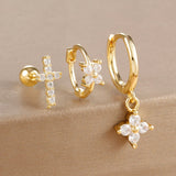 Colorful Zircon Stainless Steel Huggie Hoop Earrings Set – Geometric Aesthetic Jewelry for Women