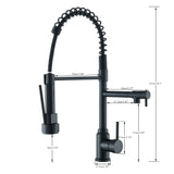 Grifo de cocina negro mate: grifo monomando con resorte para agua fría y caliente