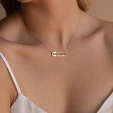 Custom Double Name Necklace - Personalized Stainless Steel Paper Clip Pendant for Women