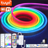 TUYA Neon LED Strip Lights 5V RGBIC Neon Strip 72LEDs/M Silicone with Music Sync RGBIC Dreamcolor Chasing Strip Tape for Room