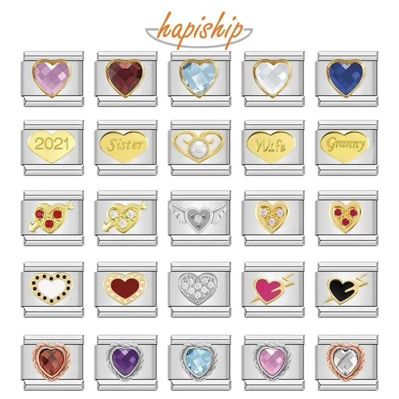 Pulsera de acero inoxidable con holograma de corazón para mujer: cadena de eslabones clásica con cierre de seguridad oculto