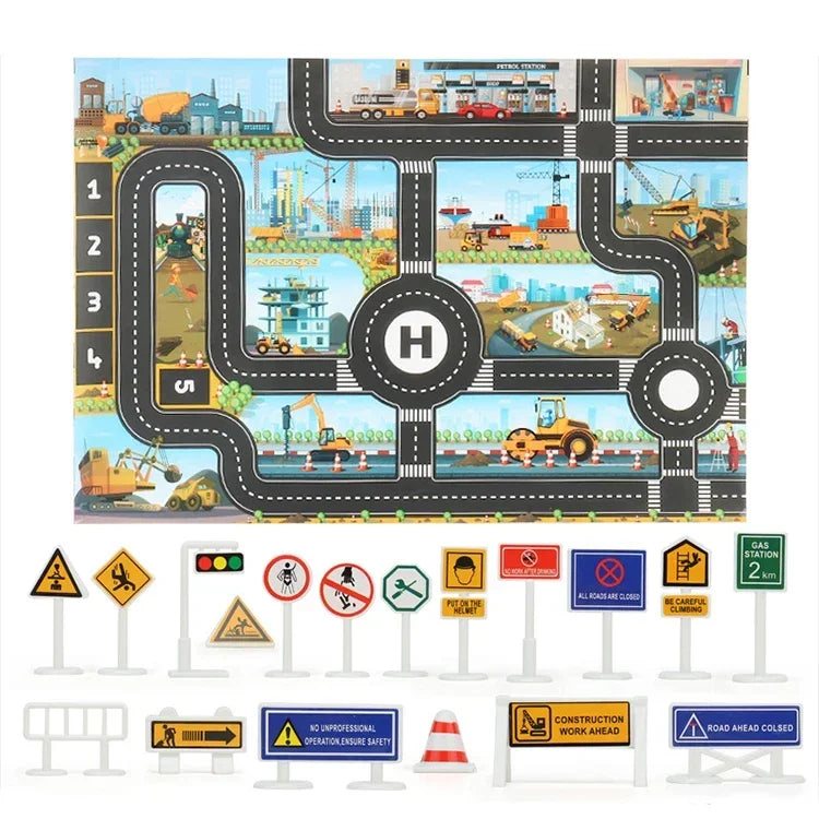 Alfombra de juegos para bebés: mapa interactivo de carreteras de la ciudad para divertirse y aprender