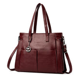 Women’s Vintage PU Leather Tote Bag – Large Capacity Zipper Handbag for Daily & Office Use