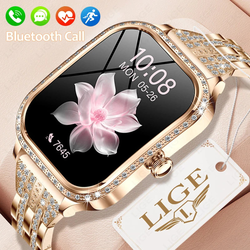 Reloj inteligente de moda para mujer con seguimiento de salud y actividad física, llamadas por Bluetooth y esferas de reloj personalizables 