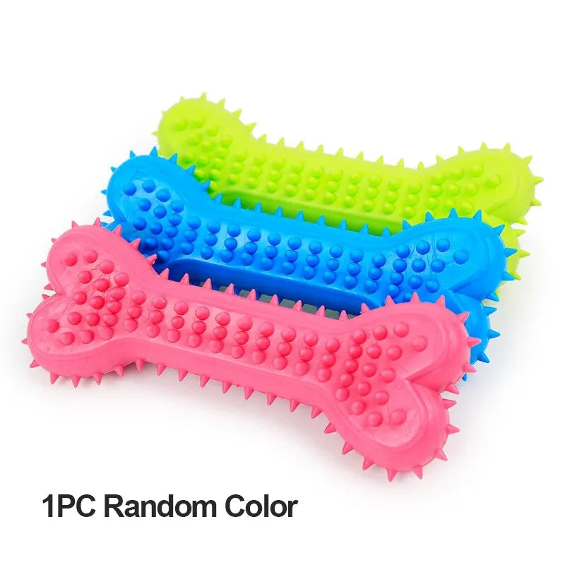 Durable Spiked Rubber Bone Chew Toy for Dogs – Teeth Cleaning & Training Aid