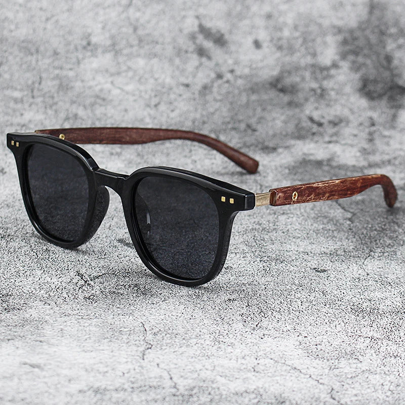 Vintage Wooden Frame Sunglasses for Men & Women – Classic Mirror Lens UV Protection Shades