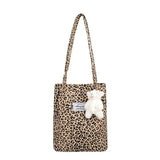 Bolso de mano grande e informal elegante de estilo coreano, bolso de hombro con estampado de leopardo para mujer, bolso de lona, ​​nuevo bolso de compras, bolso de mano con estampado de estudiante, bolsa para mujer