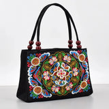 Floral Embroidered Canvas Handbag – Stylish Zipper Tote for Women