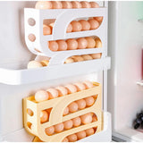 Caja de almacenamiento de huevos con ruedas automáticas - Organizador de huevos para refrigerador de múltiples capas para 30 huevos | Rejilla de conservación de huevos de cocina eficiente