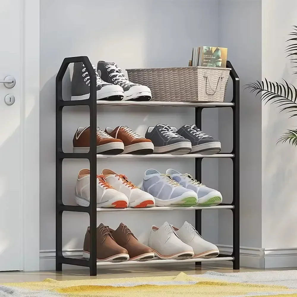 Organizador de zapatos de 4 niveles: zapatero de plástico que ahorra espacio para el hogar, la sala de estar y la entrada