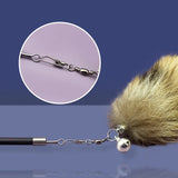 Extendable Cat Teaser Wand with Replaceable Fox Tail - Interactive Feather Toy