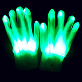 LED Neon Glowing Skull Gloves – Flashing Light-Up Party Props for Halloween, Christmas & Performances