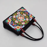 Floral Embroidered Canvas Handbag – Stylish Zipper Tote for Women