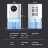 Portable Quiet Dehumidifier for Bedroom & Office – 1.7L Large Capacity with LED Display & Auto Shut-Off