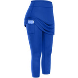 Women's Skirted Yoga Leggings with Pockets – High-Waist Sports Skirt Capri for Workout, Tennis & Running