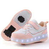 Unisex LED Light-Up Casual Shoes for Kids – Hook & Loop Sneakers with PU Upper and Non-Slip Rubber Sole