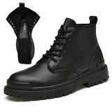 Men’s Genuine Leather Motorcycle Boots – Winter Warm Ankle Boots for Outdoor & Casual Wear (Sizes 38-48)