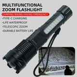 30W Rechargeable COB LED Flashlight – Ultra-Bright Portable Light with Power Display