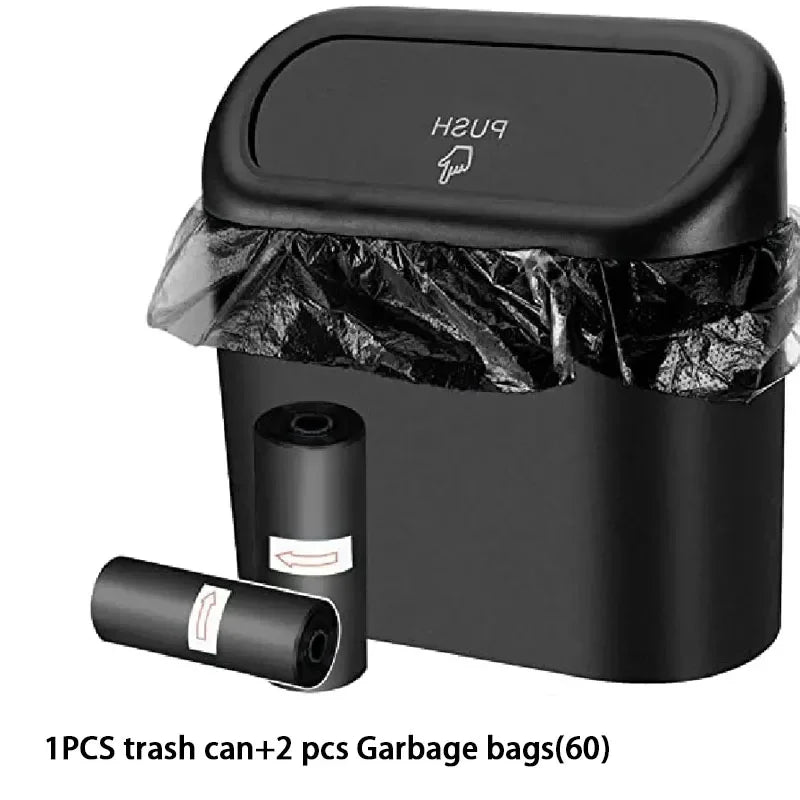 3-Piece Mini Car Trash Can Set – Leak-Proof with Lid & 60 Garbage Bags