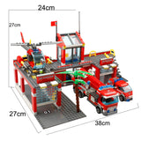 Fire Station Building Blocks Set – 756PCS Educational City Model with Truck & Helicopter for Kids