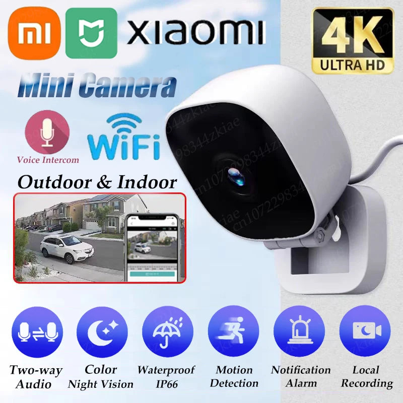 Cámara de seguridad inteligente 4K HD: visión nocturna a todo color, detección de movimiento y audio bidireccional
