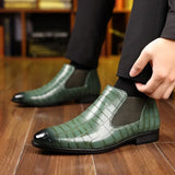 Men’s Chelsea Slip-On Ankle Boots – Stylish Pointed Toe PU Leather Dress Boots