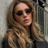 Gafas de sol poligonales pequeñas de moda para mujer: gafas de sol de marca de lujo con forma de ojo de gato